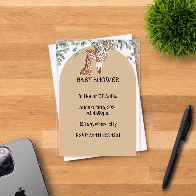 GIRAFFE BABY SHOWER INVITATION (Insitu (Invitation Card))
