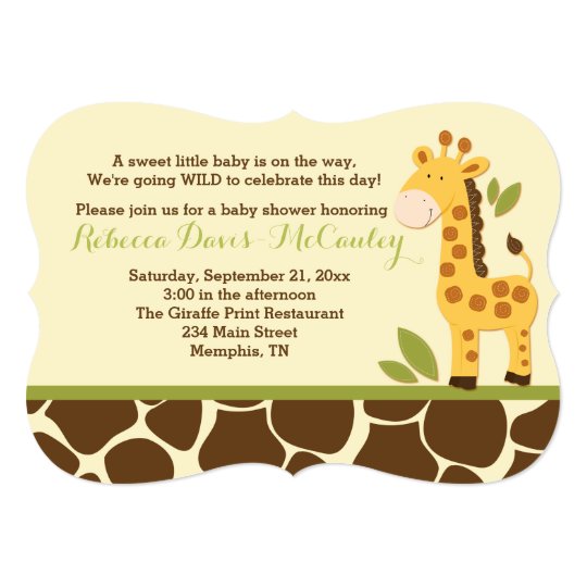 Giraffe Baby Shower Invitation Gender Neutral