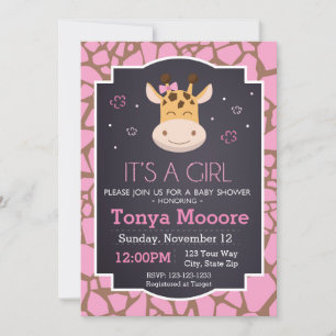 Giraffe Baby Shower Invitation (girl)