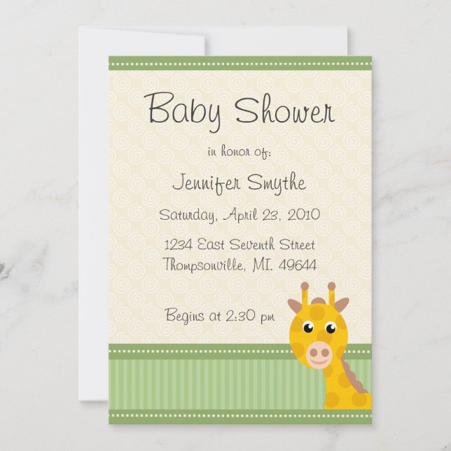 Giraffe Baby Shower Invitations (Front)