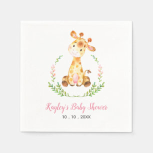 Giraffe Baby Shower Napkin (Girl Safari Animal)