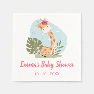 Giraffe Baby Shower Napkin (Girl Safari Animal)