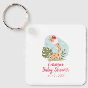 Giraffe Baby Shower Napkin (Girl Safari Animal) Key Ring