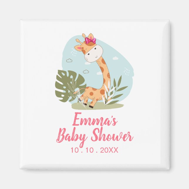 Giraffe Baby Shower Napkin (Girl Safari Animal) Magnet (Front)