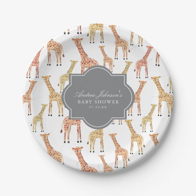Giraffe Baby Shower Paper Plate (Front)