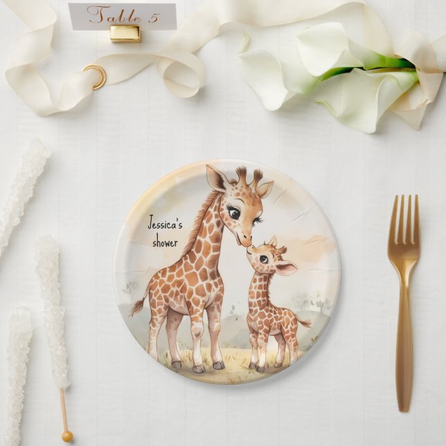Giraffe Baby Shower Paper Plate (Wedding)
