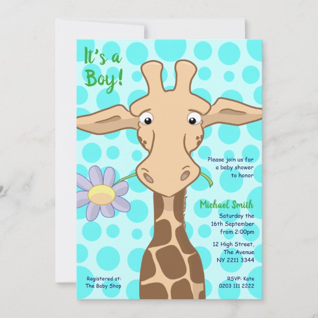 Giraffe Baby Shower Party Invitation (Front)