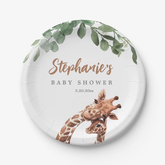 Giraffe Baby Shower Plate (Front)