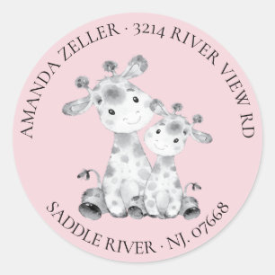 Giraffe Baby Shower Return Address Label