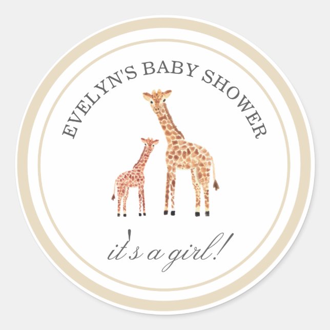 Giraffe Baby Shower Stickers (Front)