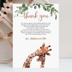Giraffe Baby Shower Thank you card