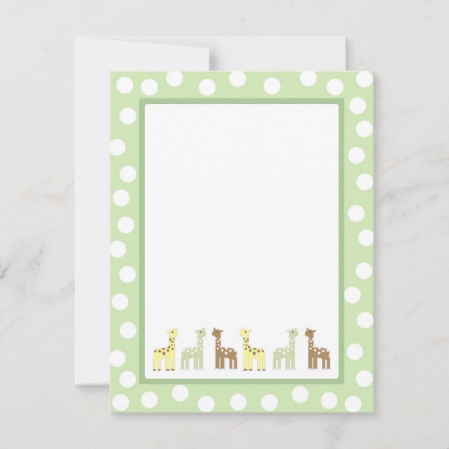 Giraffe baby shower thank you notes (Front)