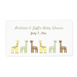 Giraffe Baby Shower Water Bottle or Favour Label