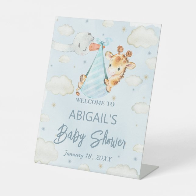 Giraffe Baby Shower, Welcome Pedestal Sign (Front)