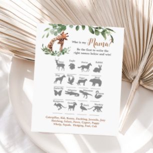 Giraffe baby shower Who is my mama game