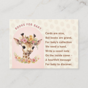 Giraffe Baby Shower Wild Girl Safari Book Request Enclosure Card