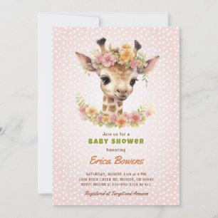 Giraffe Baby Shower Wild One on the way Safari Invitation