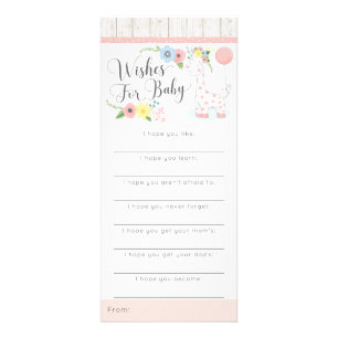 Giraffe Baby Shower Wishes Game Rustic Floral Rack Card