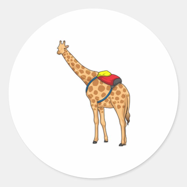Giraffe Backpack Classic Round Sticker (Front)