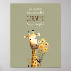 Giraffe - Be yourself Nursery Kid Dorm Poster