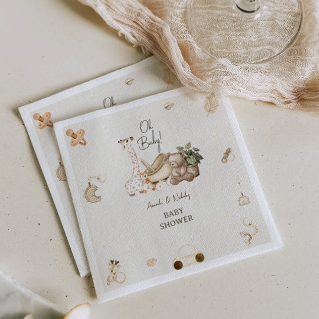 Giraffe & Bear Nursery Bohemian Toys Baby Shower Napkin (Creator Uploaded)
