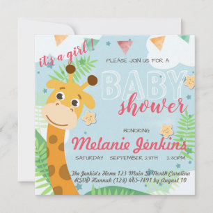 Giraffe beautiful fun Baby Shower Invitation