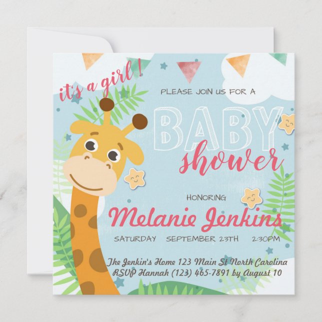 Giraffe beautiful fun Baby Shower Invitation (Front)
