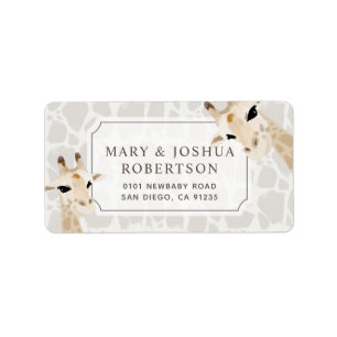 Giraffe Beige Watercolor Baby Shower Label