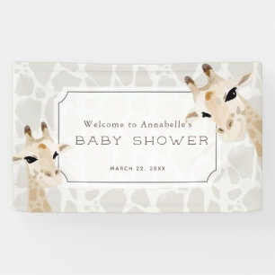 Giraffe Beige Watercolor Baby Shower Welcome Sign