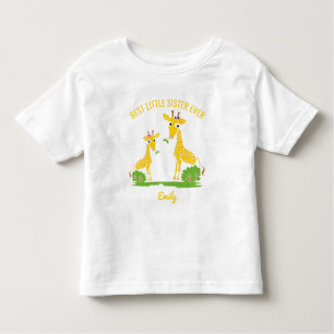 Giraffe Best Little Sister Ever Girls Personalised Toddler T-Shirt