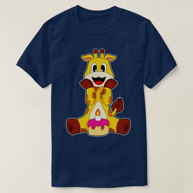 Giraffe Birthday Cake T-Shirt (Design Front)