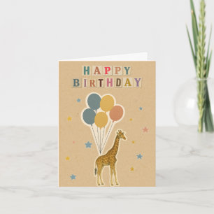 Giraffe Birthday Card – Retro Collage Style