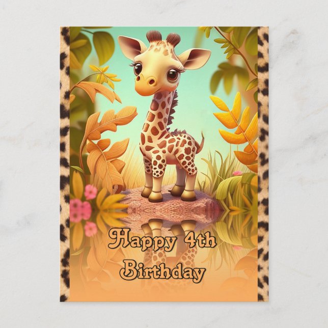 Giraffe Birthday for kids Postcard (Front)