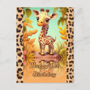 Giraffe Birthday for kids Postcard