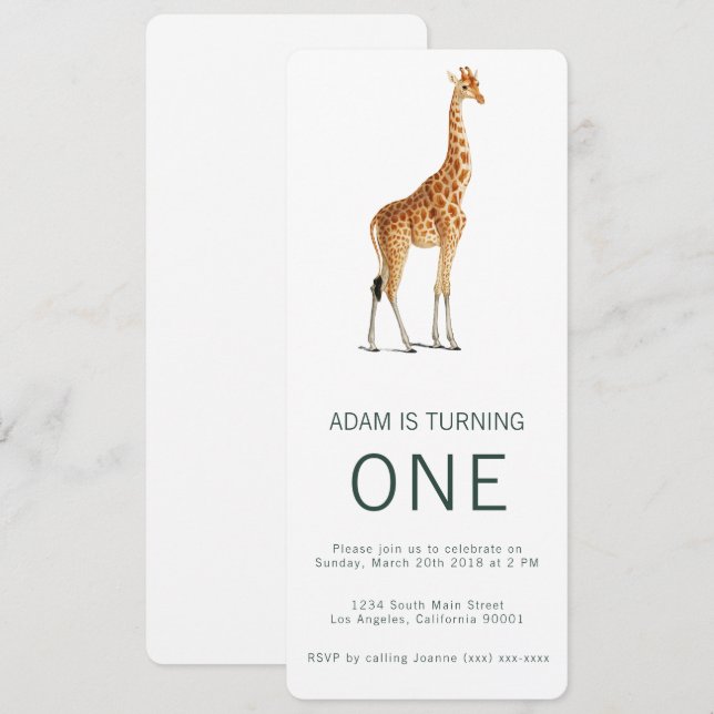 Giraffe  Birthday Invitation (Front/Back)