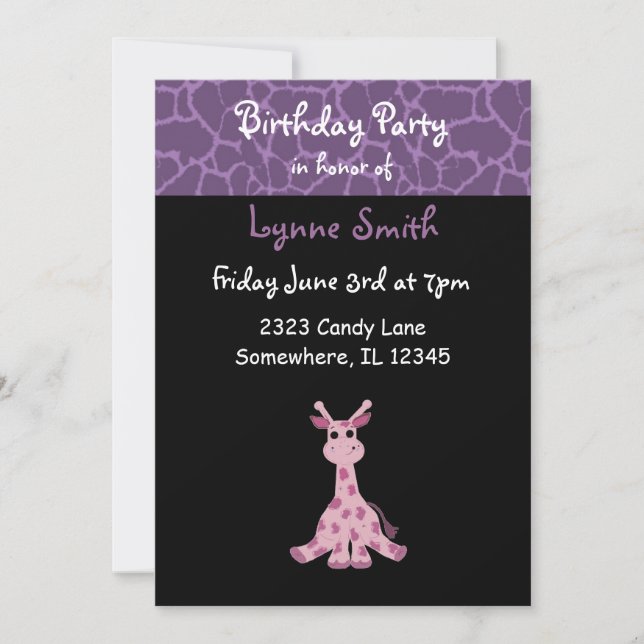 Giraffe Birthday Invitation (Front)
