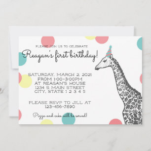 Giraffe Birthday  Invitation