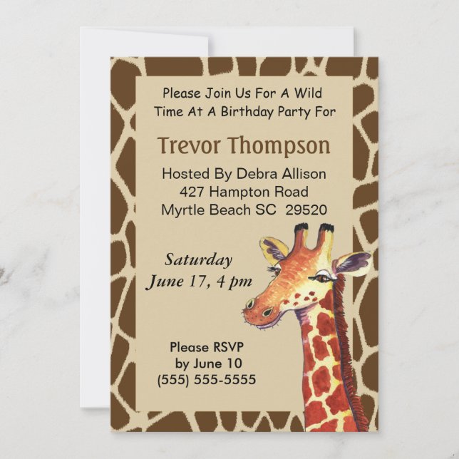 Giraffe Birthday Invitation (Front)