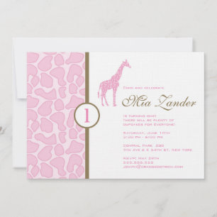 Giraffe Birthday Invitation - Girl