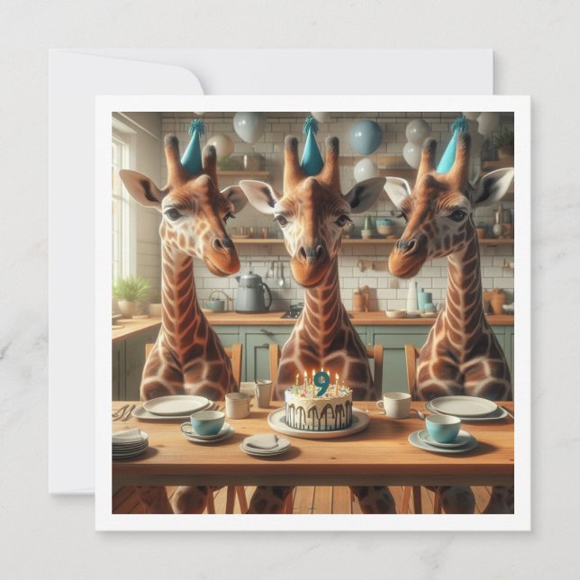 Giraffe birthday invitation, zoo birthday invite (Front)