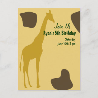 Giraffe Birthday invites