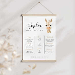 Giraffe Birthday Milestone Editable Poster