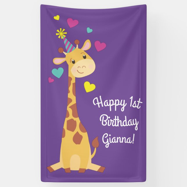 Giraffe Birthday Party Banner (Vertical)