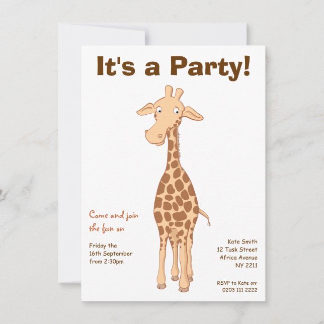 Giraffe Birthday Party Invitation (Front)