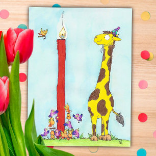 GIRAFFE BIRTHDAY postcard by Nicole Janes