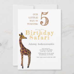 Giraffe Birthday Safari for Boy Invitation
