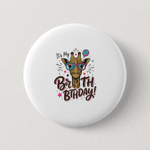 Giraffe Birthday Vintage Engraving Party Shirt_1 6 Cm Round Badge