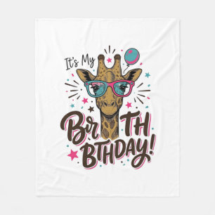 Giraffe Birthday Vintage Engraving Party Shirt_1 Fleece Blanket
