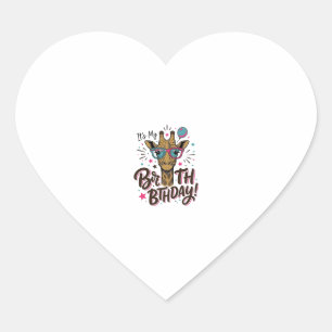 Giraffe Birthday Vintage Engraving Party Shirt_1 Heart Sticker