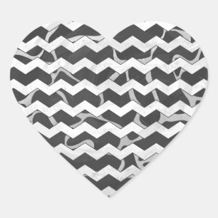 Giraffe Black and Grey Chevron Pattern Heart Sticker
